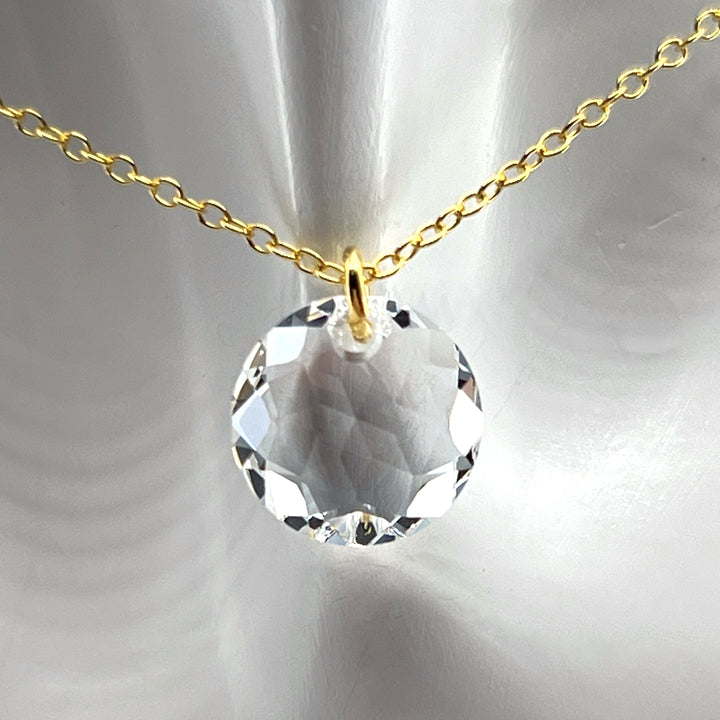 Aqlaperlis Jewellery: April Crystal Birthstone  Necklace Gold Vermeil