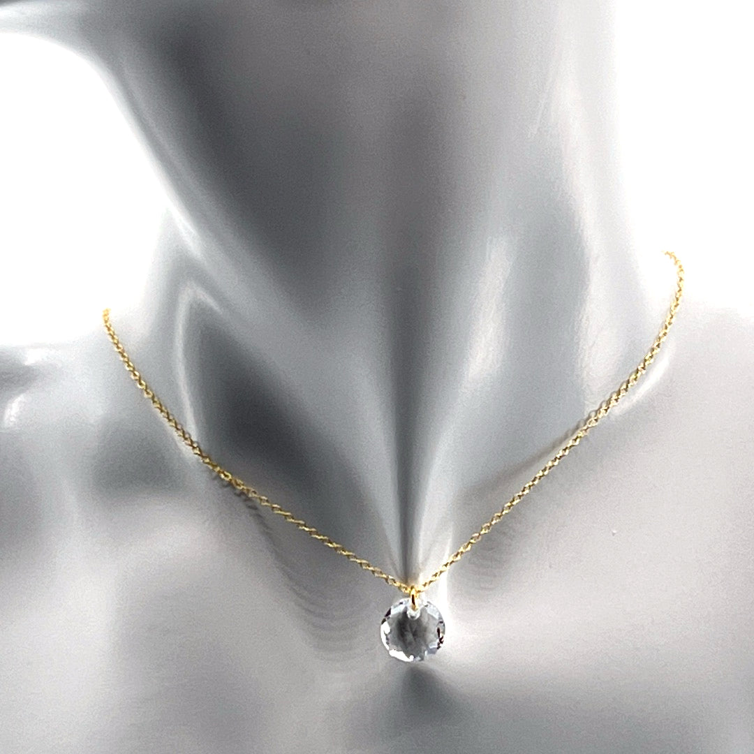 Aqlaperlis Jewellery: April Crystal Birthstone  Necklace Gold Vermeil