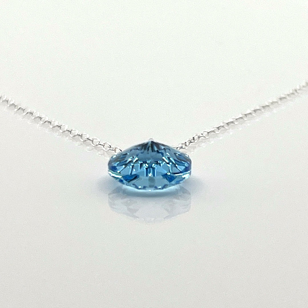 Aqlaperlis Jewellery: March Aquamarine Birthstone Crystal Necklace Sterling Silver