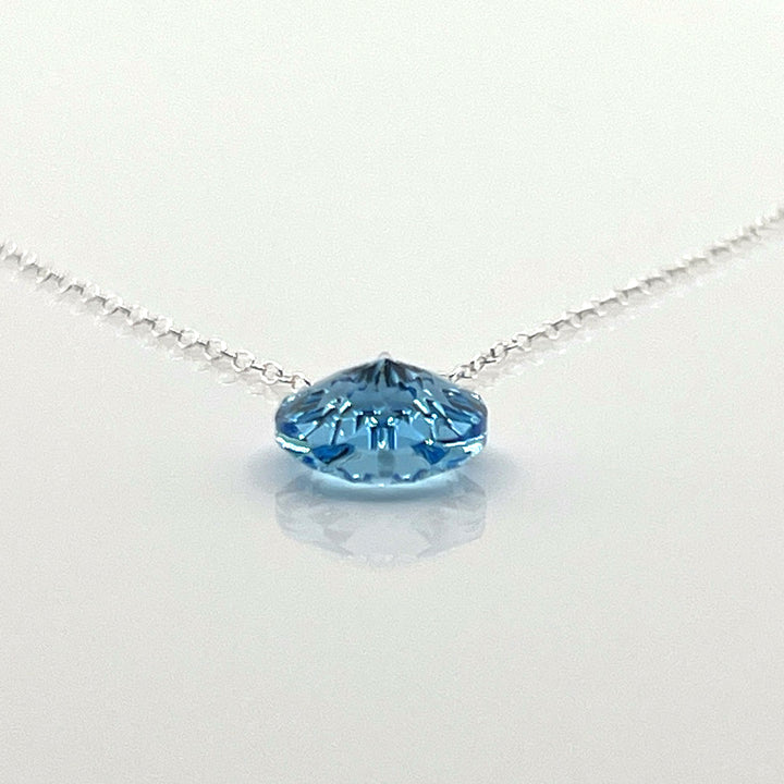 Aqlaperlis Jewellery: March Aquamarine Birthstone Crystal Necklace Sterling Silver