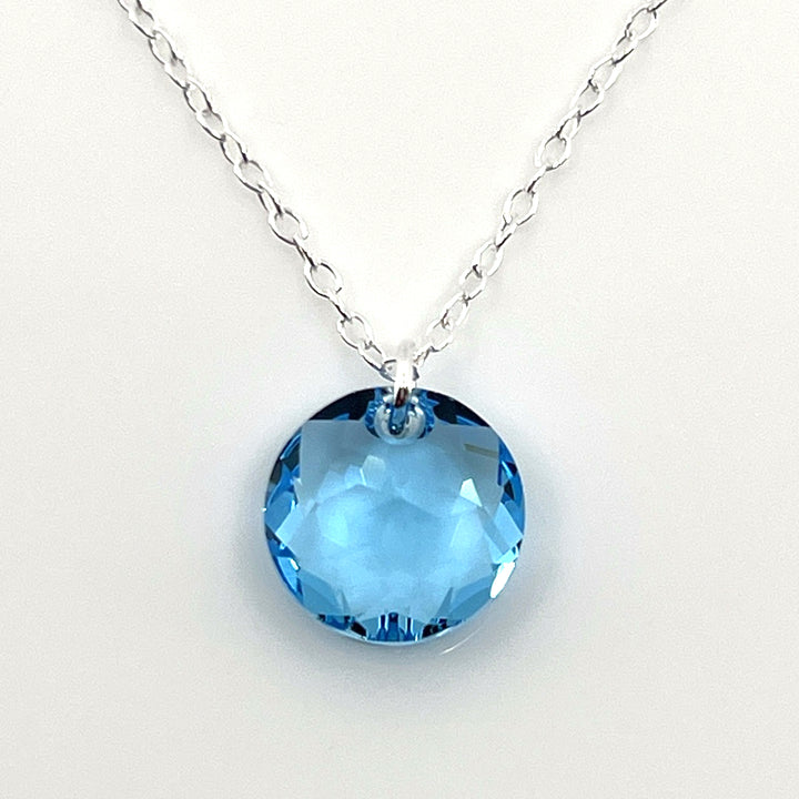 Aqlaperlis Jewellery: March Aquamarine Birthstone Crystal Necklace Sterling Silver