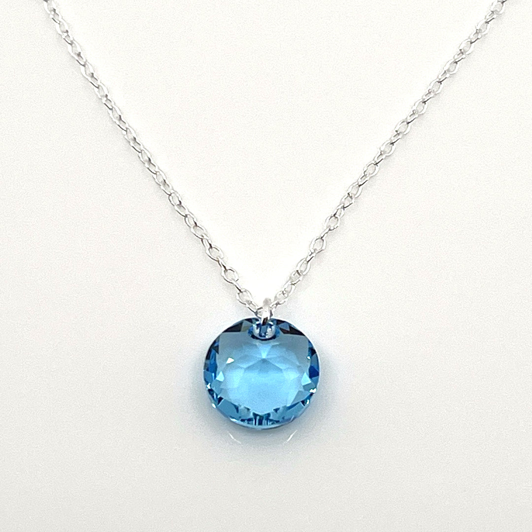 Aqlaperlis Jewellery: March Aquamarine Birthstone Crystal Necklace Sterling Silver