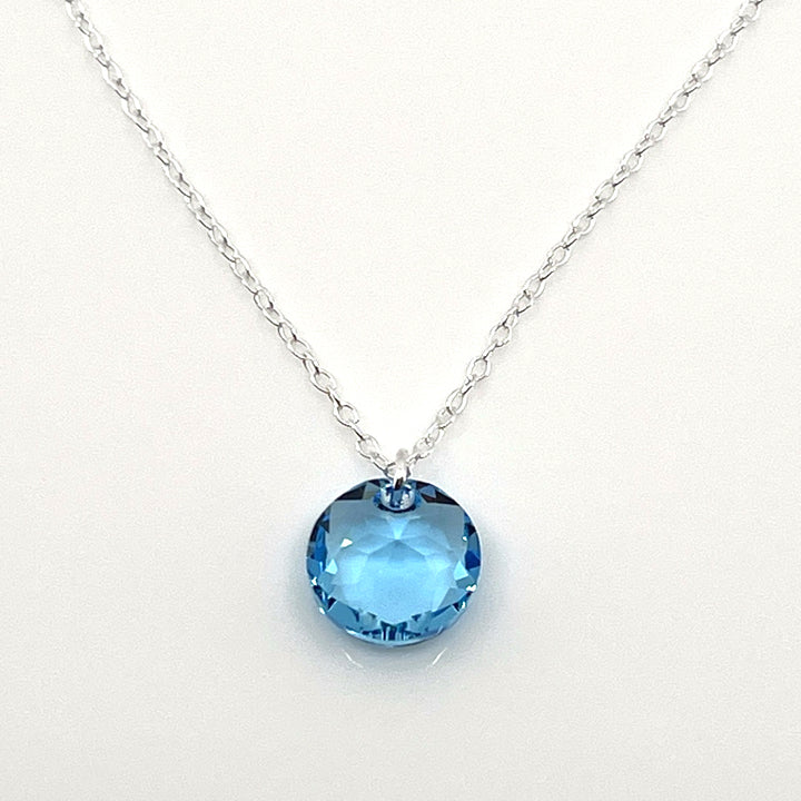 Aqlaperlis Jewellery: March Aquamarine Birthstone Crystal Necklace Sterling Silver