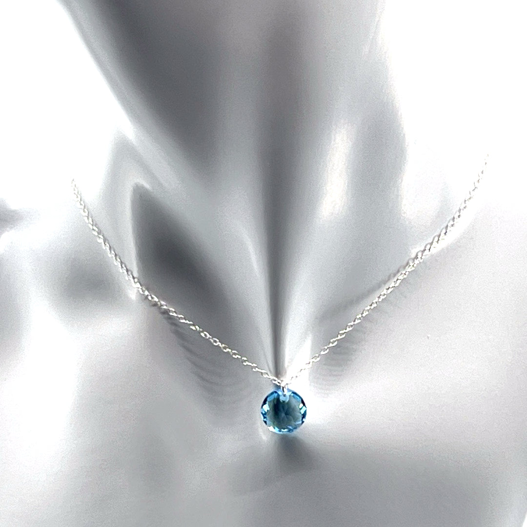 Aqlaperlis Jewellery: March Aquamarine Birthstone Crystal Necklace Sterling Silver