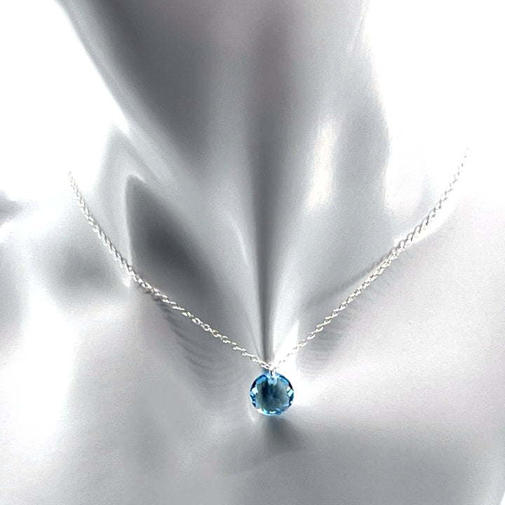 Aqlaperlis Jewellery: March Aquamarine Birthstone Crystal Necklace Sterling Silver