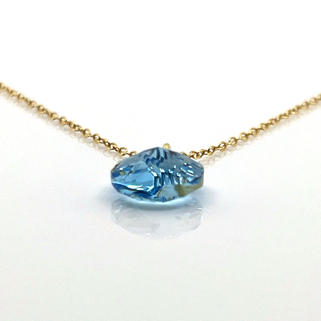 Aqlaperlis Jewellery: March Aquamarine Birthstone Crystal Necklace Gold Vermeil