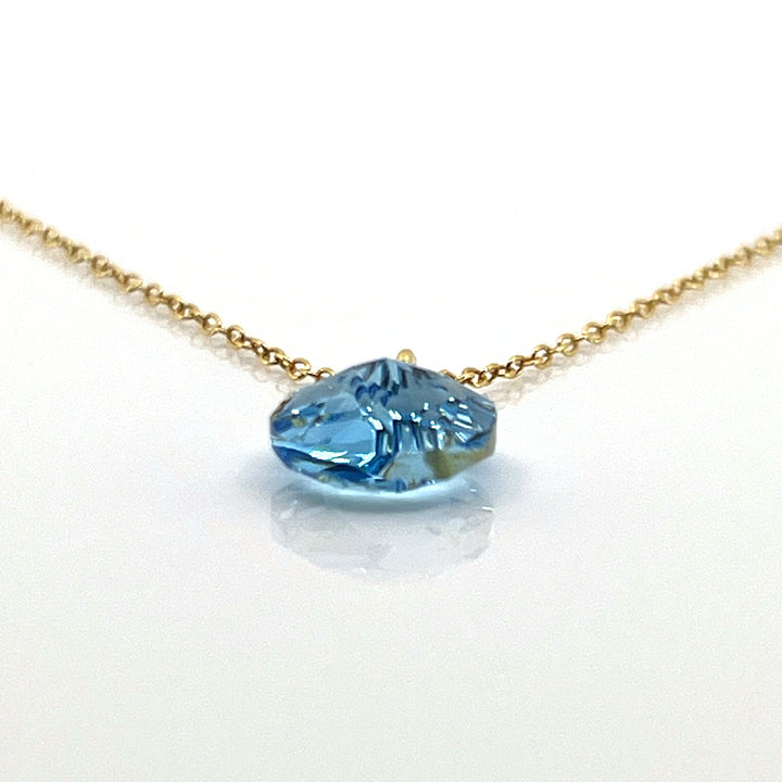 Aqlaperlis Jewellery: March Aquamarine Birthstone Crystal Necklace Gold Vermeil