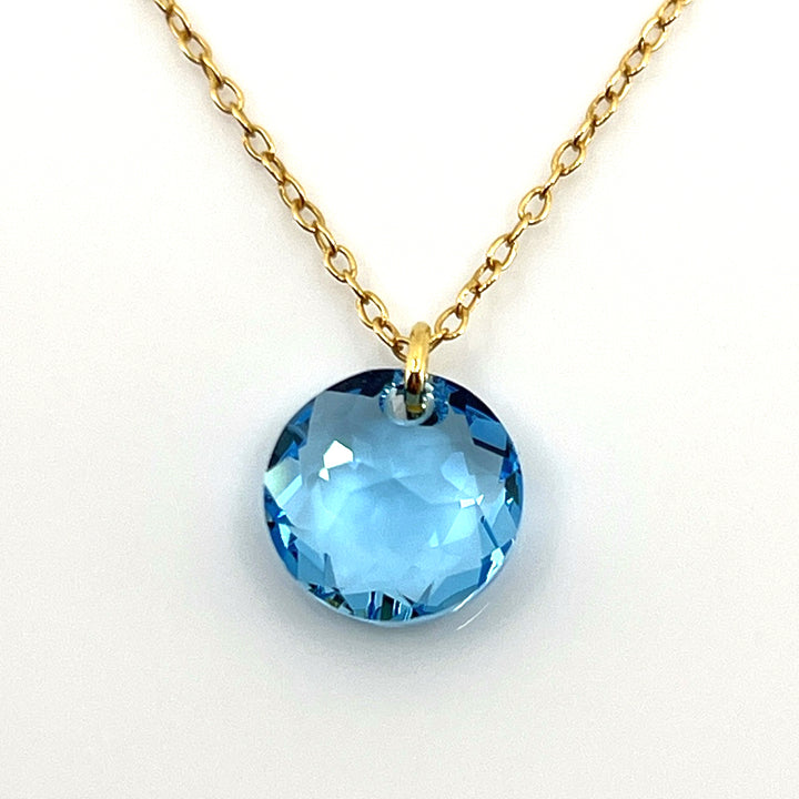 Aqlaperlis Jewellery: March Aquamarine Birthstone Crystal Necklace Gold Vermeil