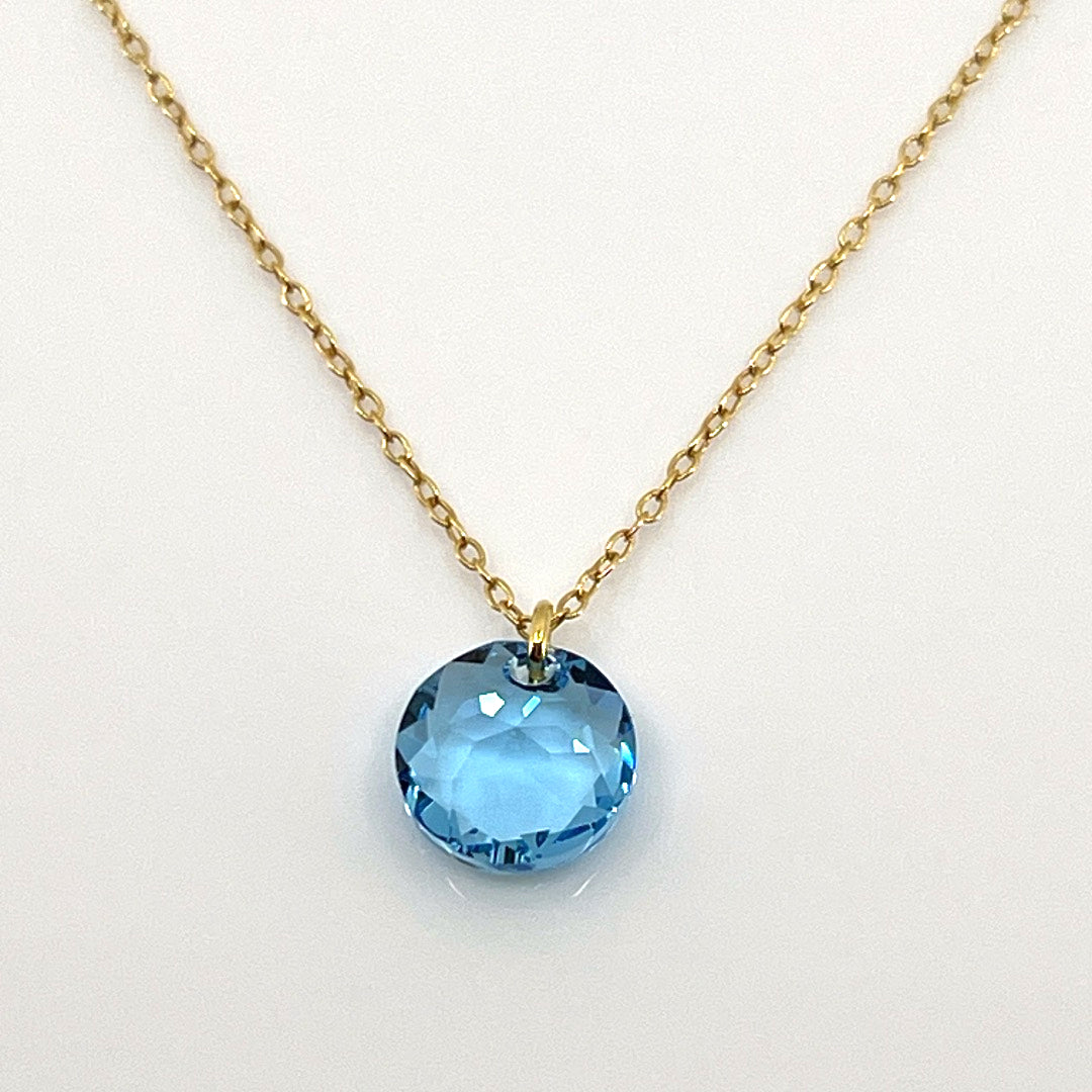 Aqlaperlis Jewellery: March Aquamarine Birthstone Crystal Necklace Gold Vermeil