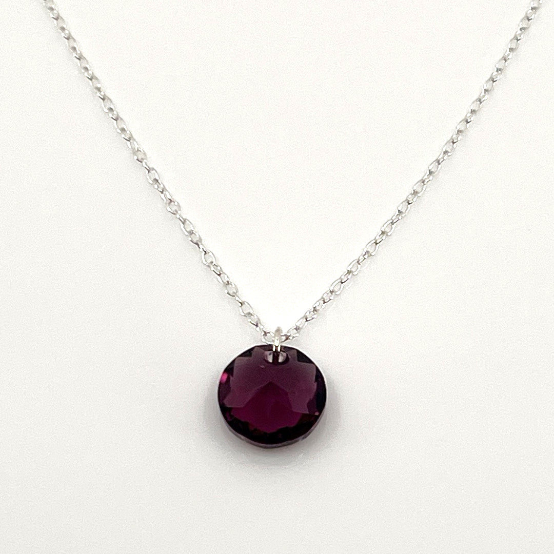 Aqlaperlis Jewellery: February Amethyst Birthstone Crystal Necklace Sterling Silver