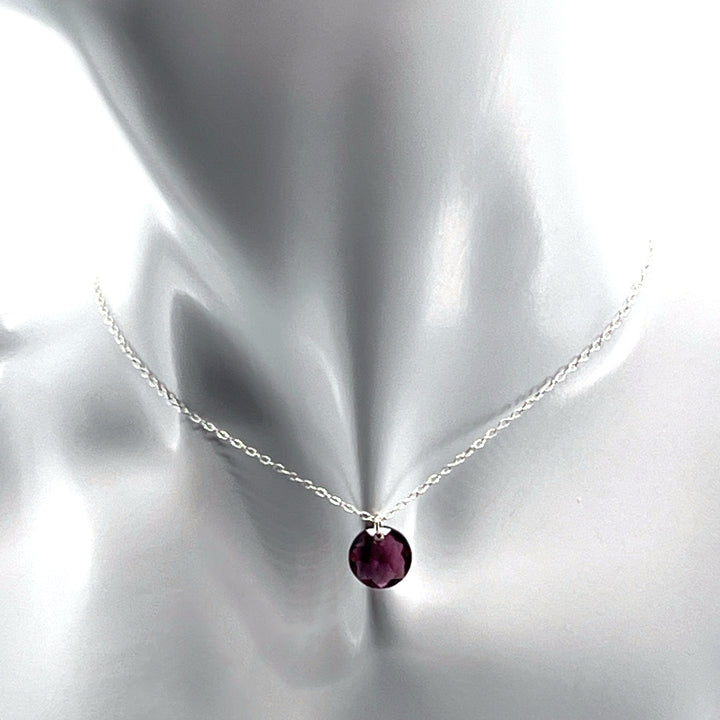 Aqlaperlis Jewellery: February Amethyst Birthstone Crystal Necklace Sterling Silver