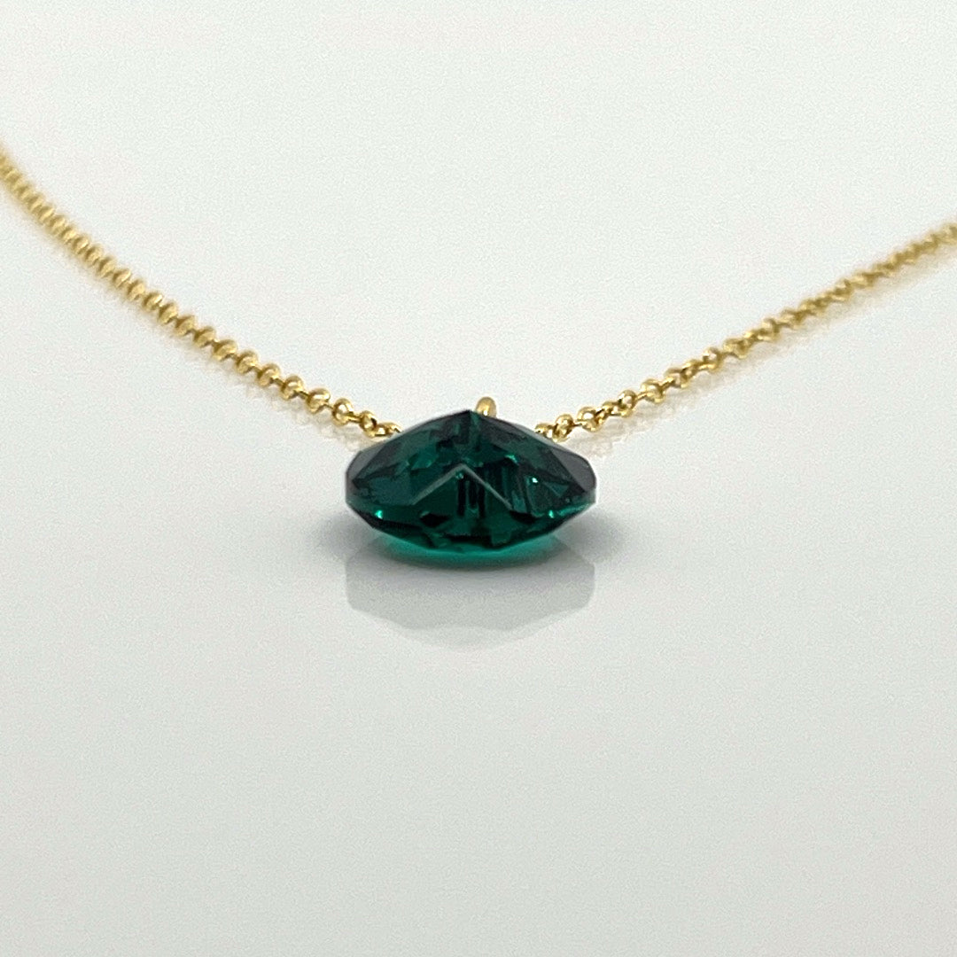 Aqlaperlis Jewellery: May Emerald Birthstone Crystal Necklace Gold Vermeil