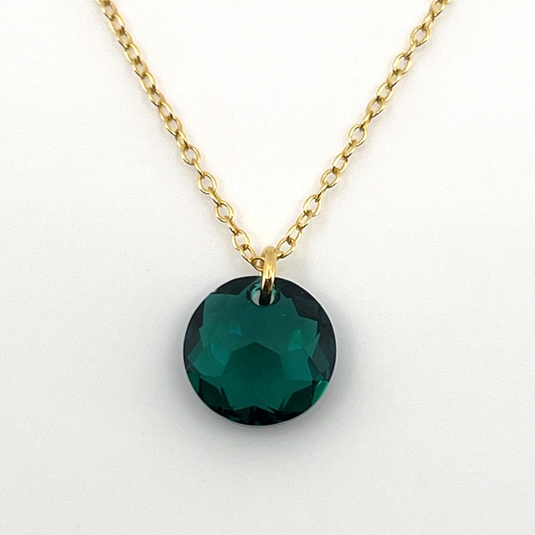 Aqlaperlis Jewellery: May Emerald Birthstone Crystal Necklace Gold Vermeil