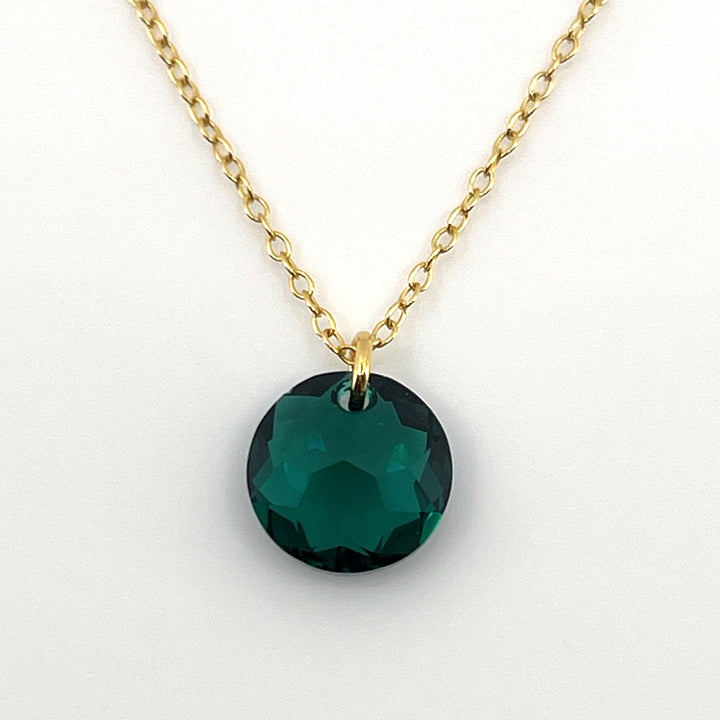 Aqlaperlis Jewellery: May Emerald Birthstone Crystal Necklace Gold Vermeil