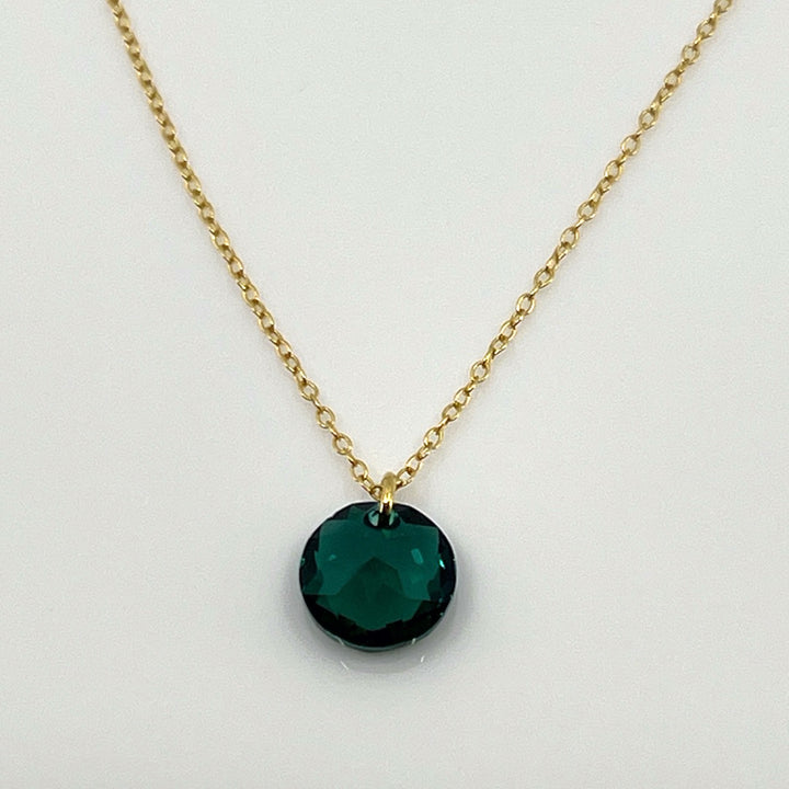Aqlaperlis Jewellery: May Emerald Birthstone Crystal Necklace Gold Vermeil