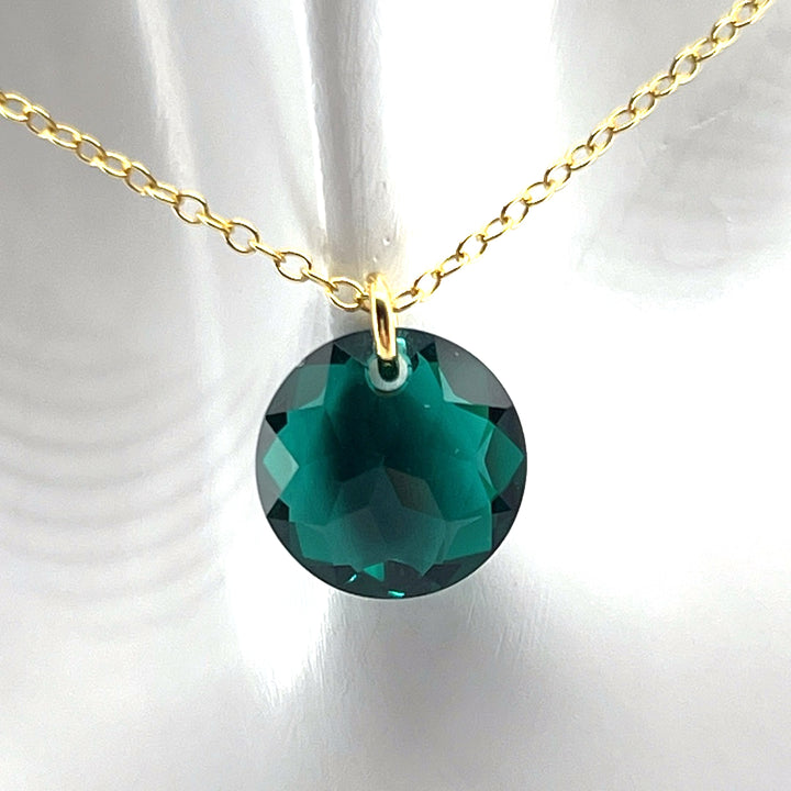 Aqlaperlis Jewellery: May Emerald Birthstone Crystal Necklace Gold Vermeil