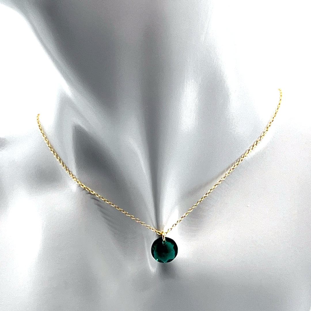 Aqlaperlis Jewellery: May Emerald Birthstone Crystal Necklace Gold Vermeil