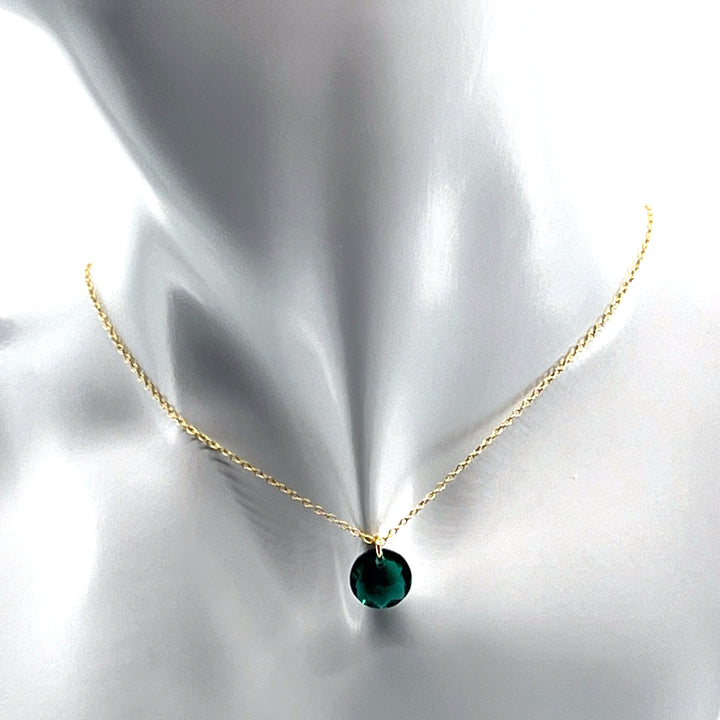 Aqlaperlis Jewellery: May Emerald Birthstone Crystal Necklace Gold Vermeil