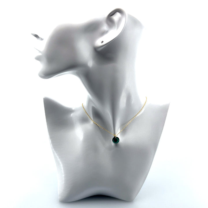 Aqlaperlis Jewellery: May Emerald Birthstone Crystal Necklace Gold Vermeil