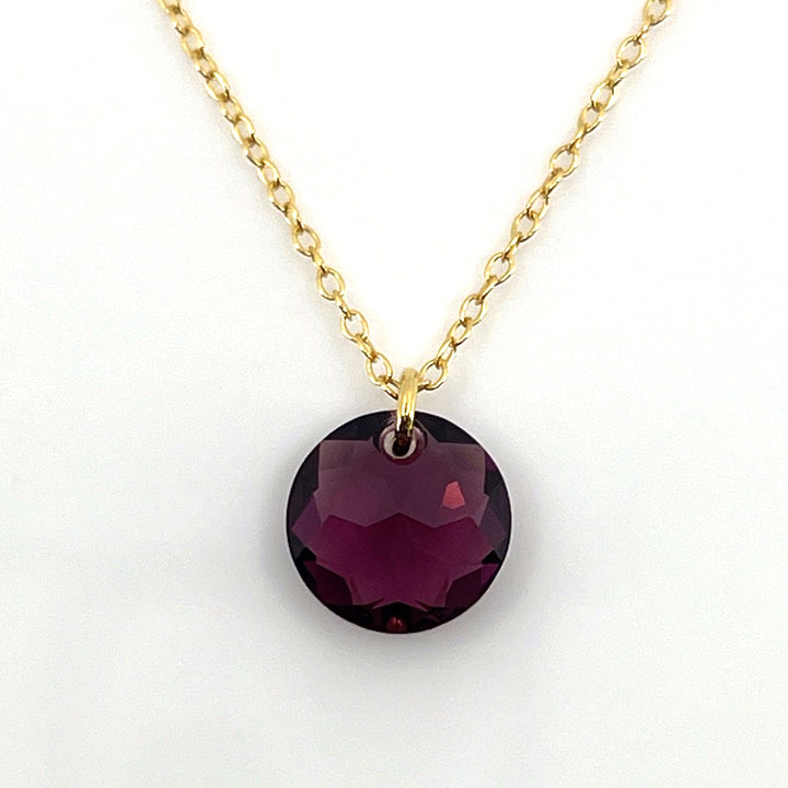 Aqlaperlis Jewellery: February Amethyst Birthstone Crystal Necklace Gold Vermeil