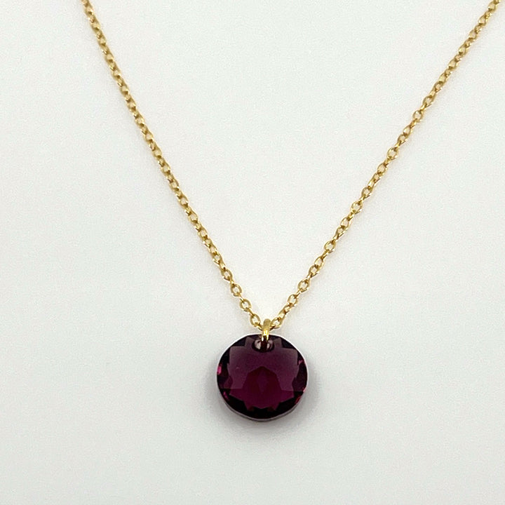 Aqlaperlis Jewellery: February Amethyst Birthstone Crystal Necklace Gold Vermeil