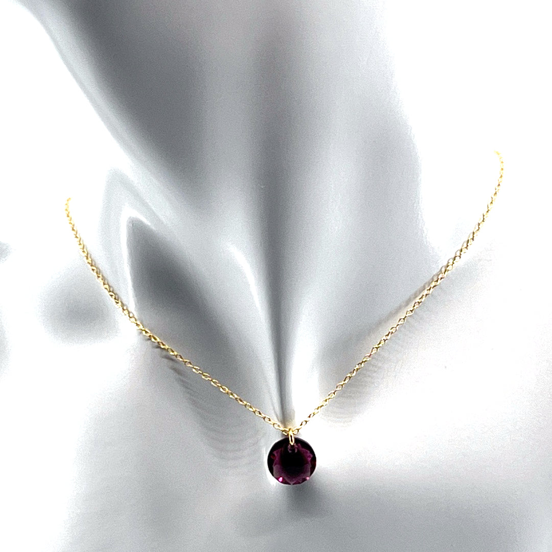 Aqlaperlis Jewellery: February Amethyst Birthstone Crystal Necklace Gold Vermeil
