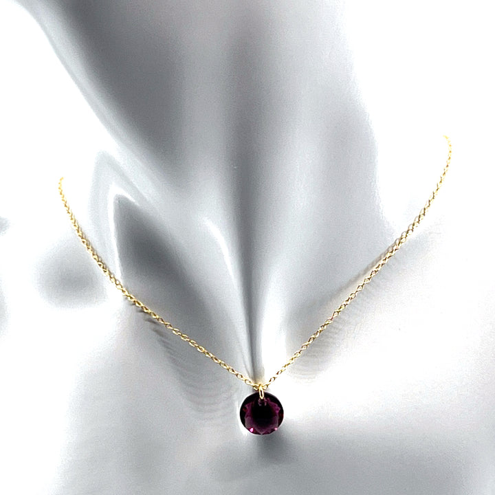 Aqlaperlis Jewellery: February Amethyst Birthstone Crystal Necklace Gold Vermeil