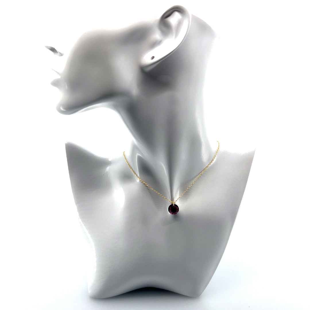 Aqlaperlis Jewellery: February Amethyst Birthstone Crystal Necklace Gold Vermeil