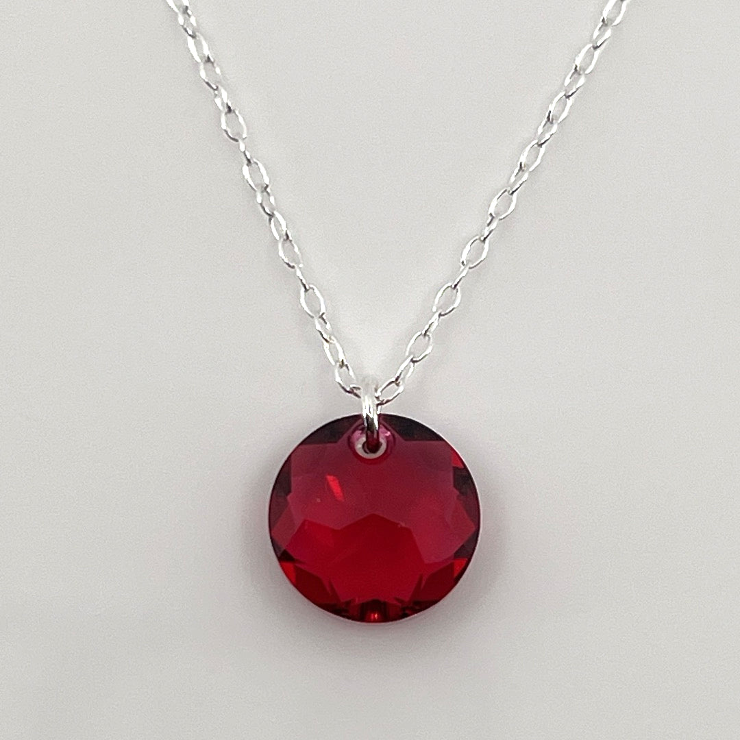 Aqlaperlis Jewellery: January Garnet Birthstone Crystal Necklace Sterling Silver