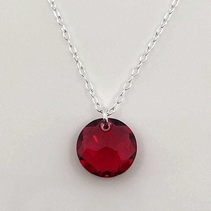 Aqlaperlis Jewellery: January Garnet Birthstone Crystal Necklace Sterling Silver