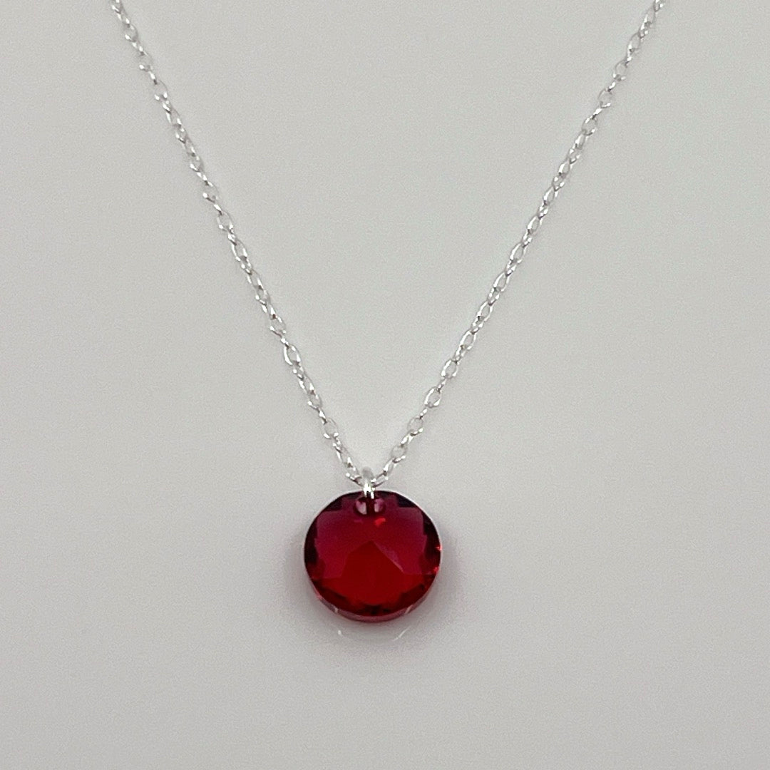 Aqlaperlis Jewellery: January Garnet Birthstone Crystal Necklace Sterling Silver