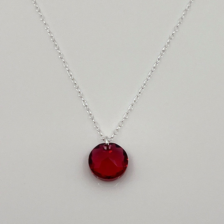 Aqlaperlis Jewellery: January Garnet Birthstone Crystal Necklace Sterling Silver