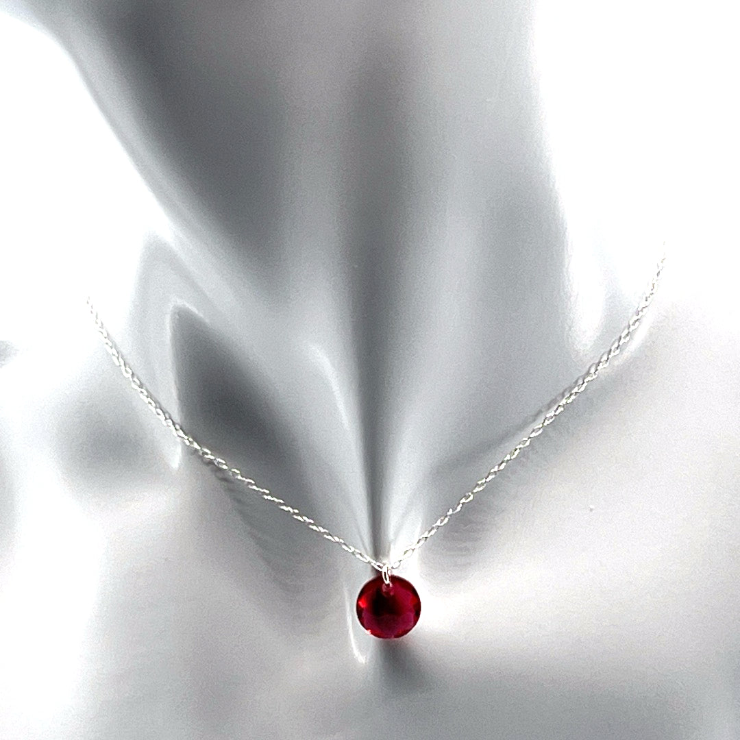 Aqlaperlis Jewellery: January Garnet Birthstone Crystal Necklace Sterling Silver