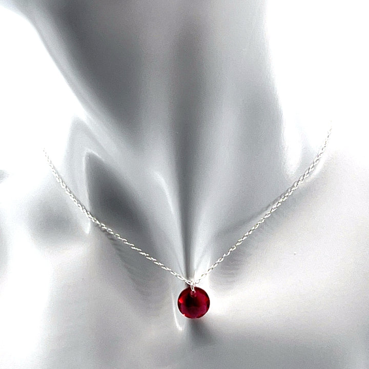 Aqlaperlis Jewellery: January Garnet Birthstone Crystal Necklace Sterling Silver