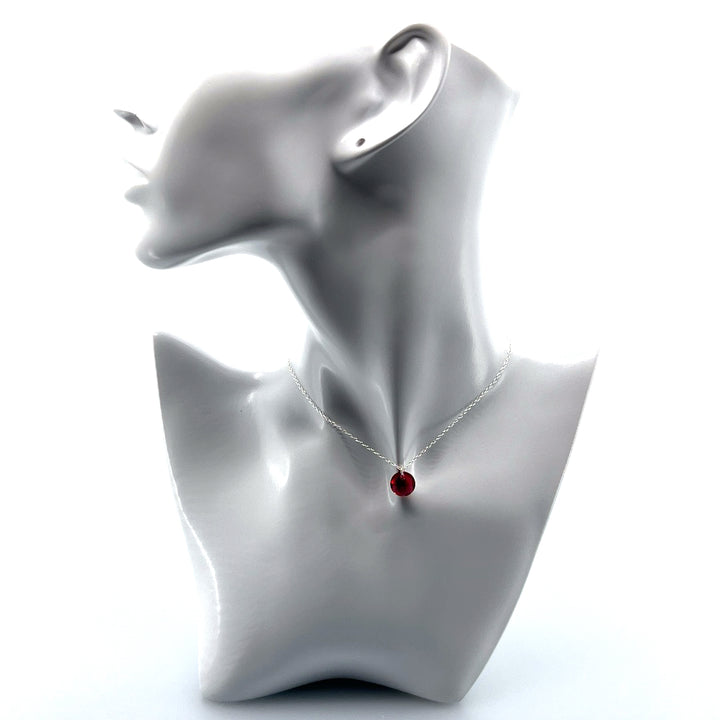 Aqlaperlis Jewellery: January Garnet Birthstone Crystal Necklace Sterling Silver