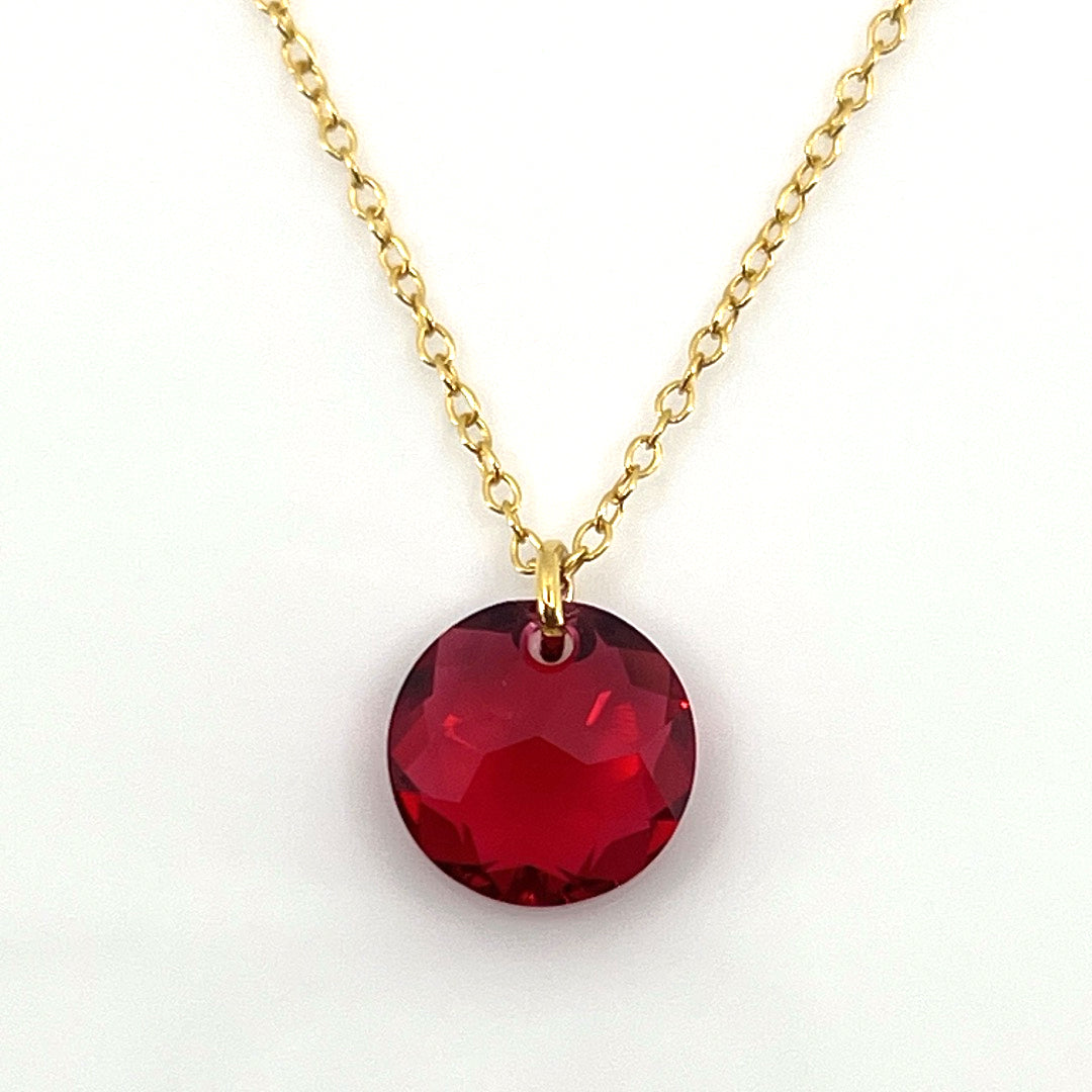 Aqlaperlis Jewellery: January Garnet Birthstone Crystal Necklace Gold Vermeil