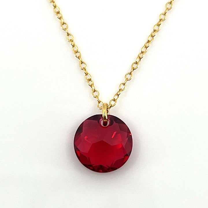 Aqlaperlis Jewellery: January Garnet Birthstone Crystal Necklace Gold Vermeil