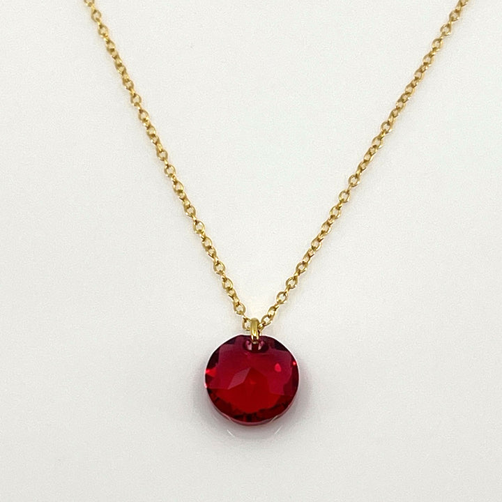 Aqlaperlis Jewellery: January Garnet Birthstone Crystal Necklace Gold Vermeil