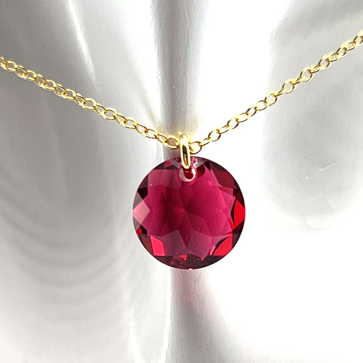 Aqlaperlis Jewellery: January Garnet Birthstone Crystal Necklace Gold Vermeil