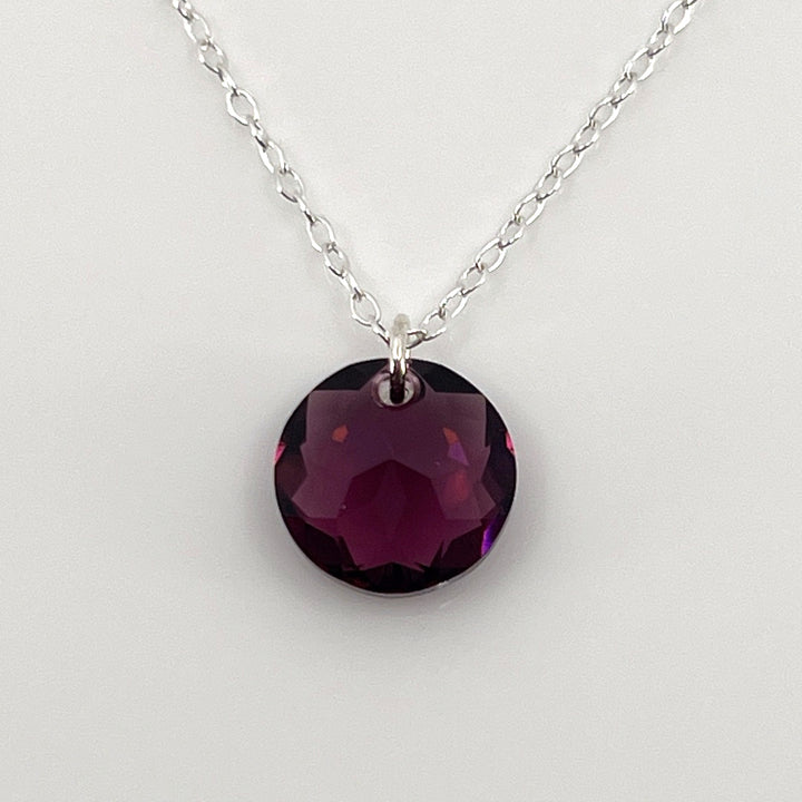 Aqlaperlis Jewellery: February Amethyst Birthstone Crystal Necklace Sterling Silver