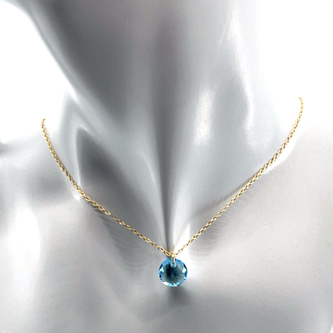 Aqlaperlis Jewellery: March Aquamarine Birthstone Crystal Necklace Gold Vermeil