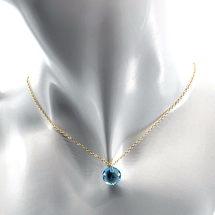Aqlaperlis Jewellery: March Aquamarine Birthstone Crystal Necklace Gold Vermeil