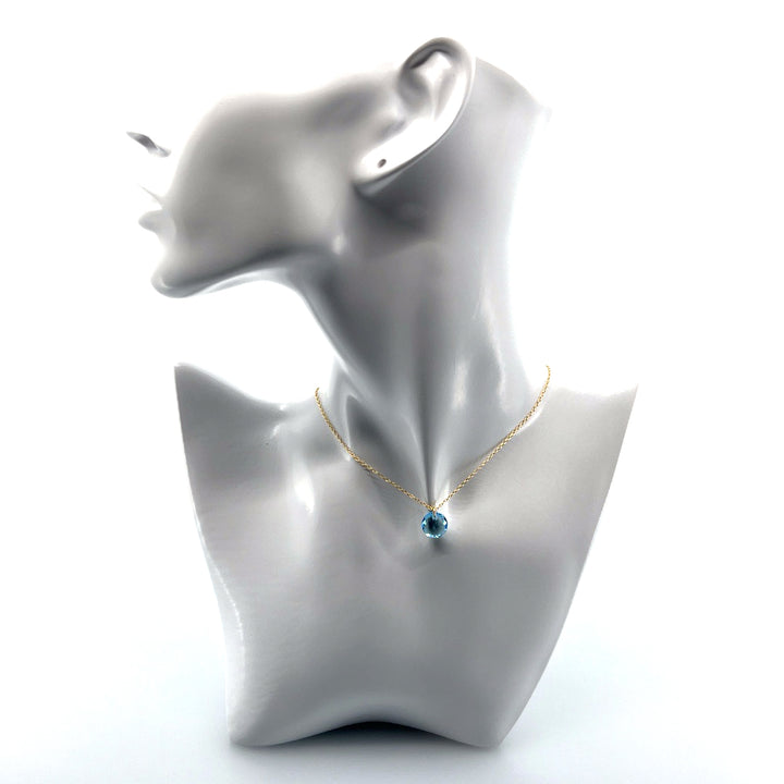 Aqlaperlis Jewellery: March Aquamarine Birthstone Crystal Necklace Gold Vermeil