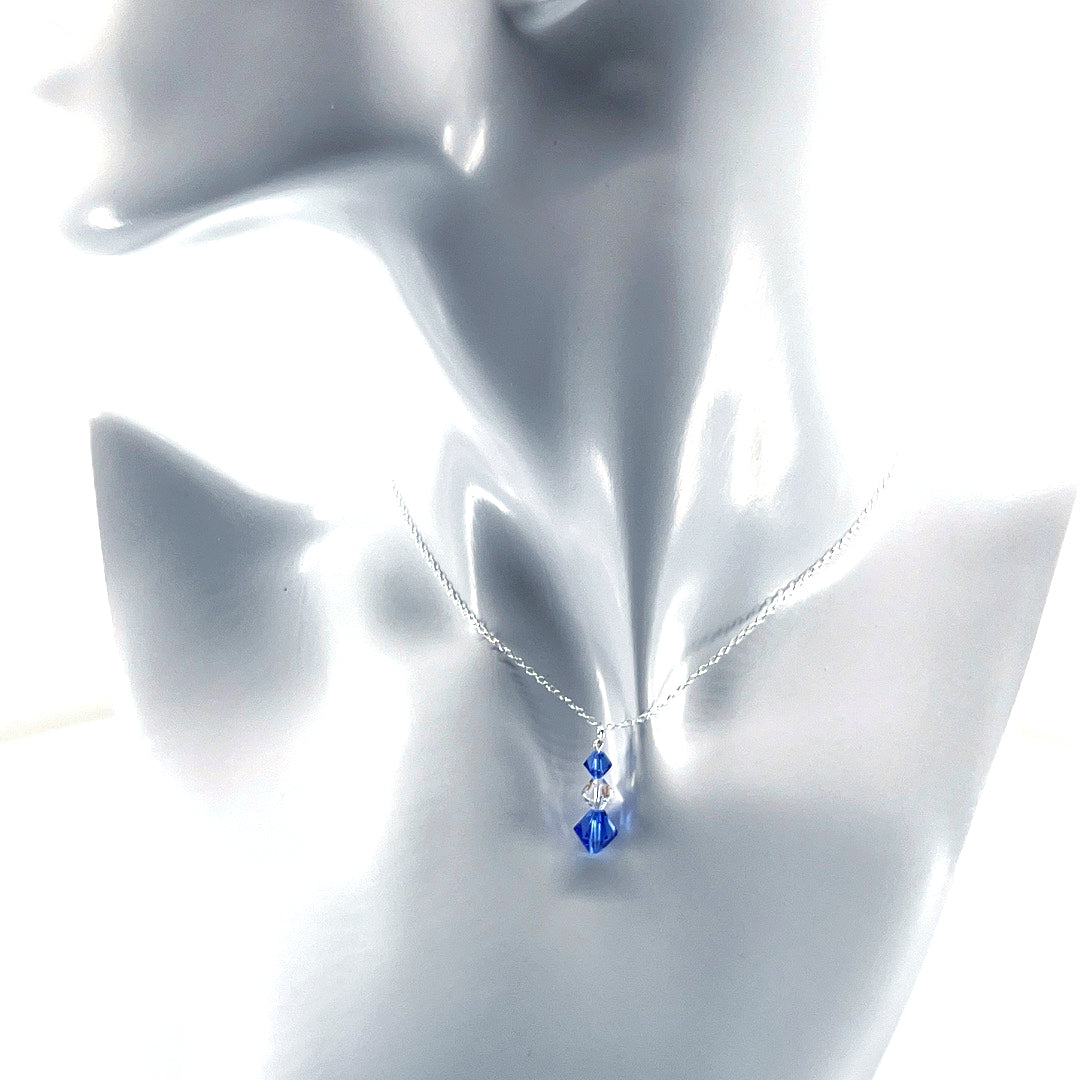 Aqlaperlis Jewellery: Sapphire Blue AB Crystal Beads Sterling Silver Necklace