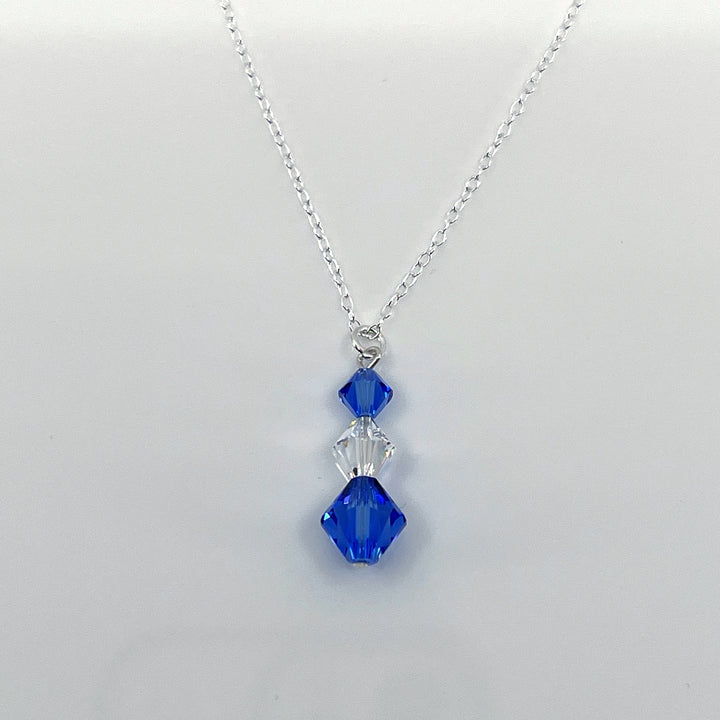 Aqlaperlis Jewellery: Sapphire Blue AB Crystal Beads Sterling Silver Necklace