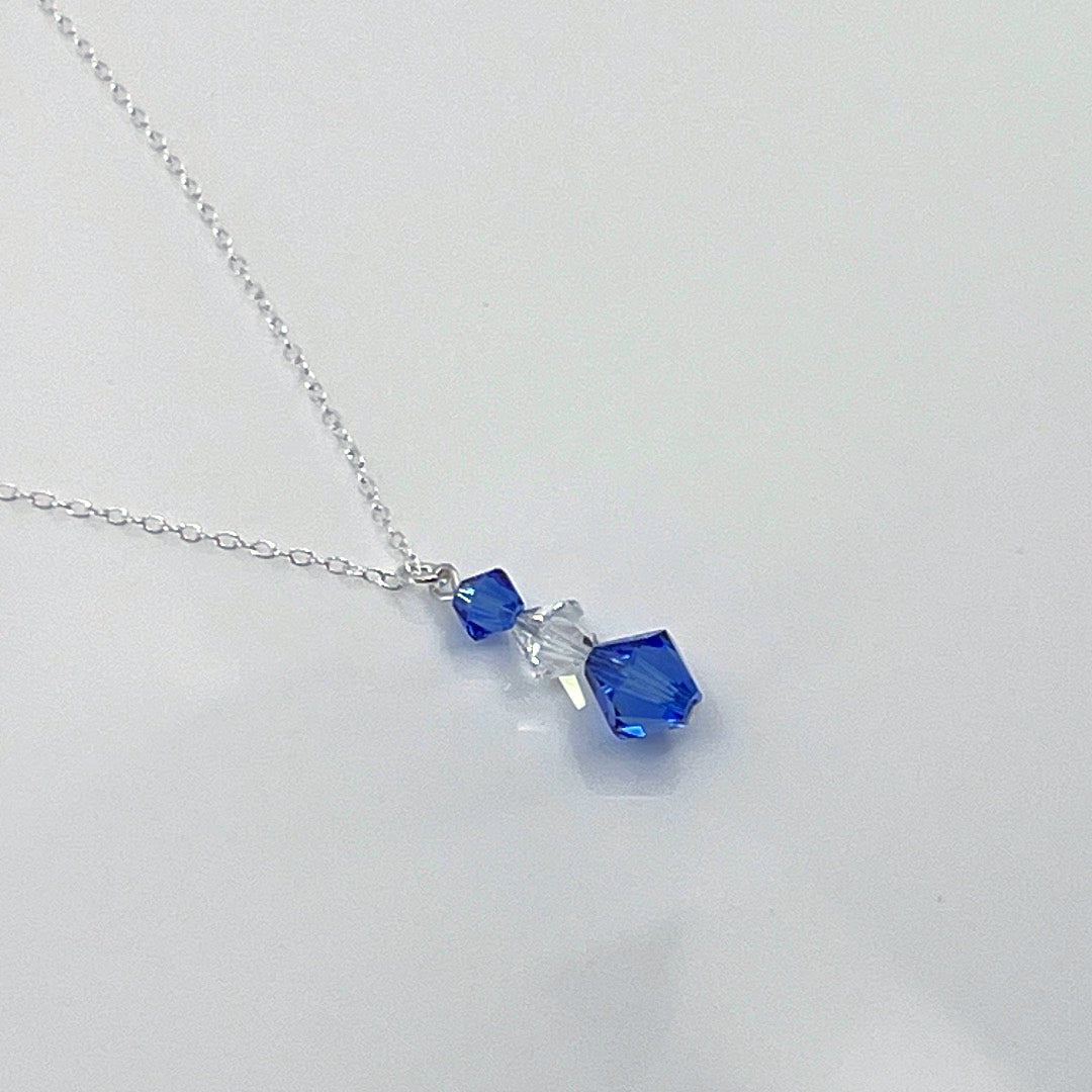 Aqlaperlis Jewellery: Sapphire Blue AB Crystal Beads Sterling Silver Necklace