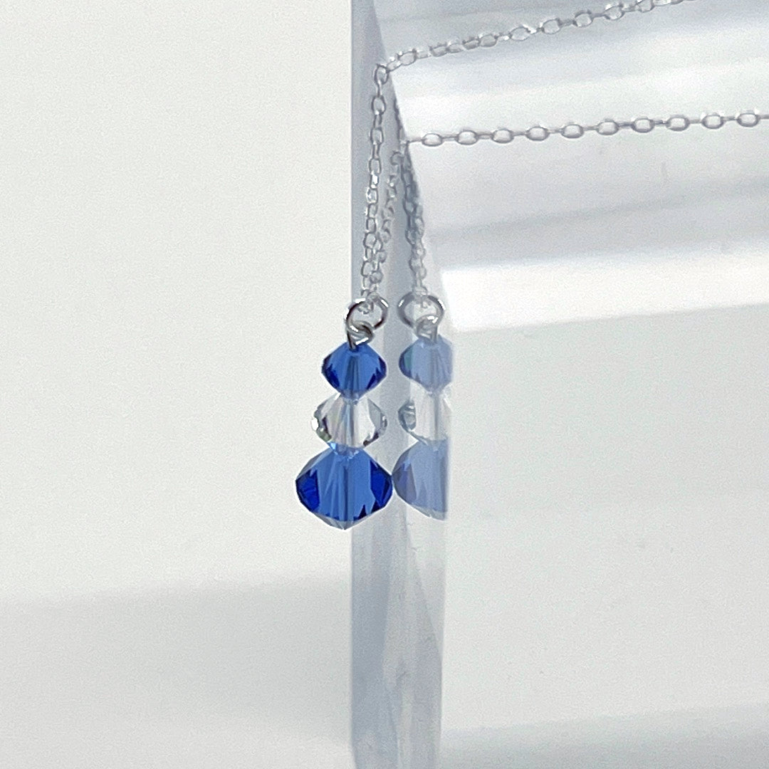 Aqlaperlis Jewellery: Sapphire Blue AB Crystal Beads Sterling Silver Necklace