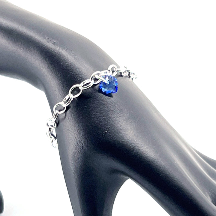 AQLAPERLIS JEWELLERY Sapphire Blue Crystal Heart Bracelet