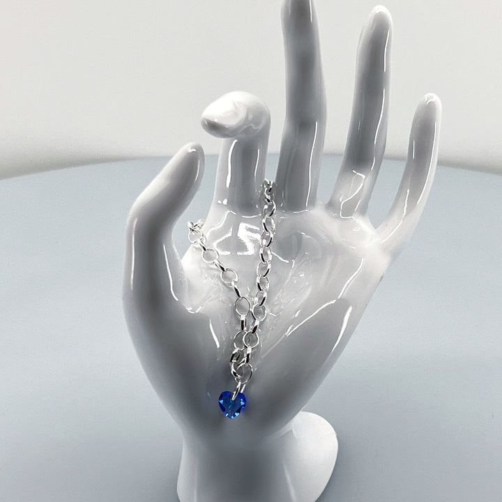 AQLAPERLIS JEWELLERY Sapphire Blue Crystal Heart Bracelet