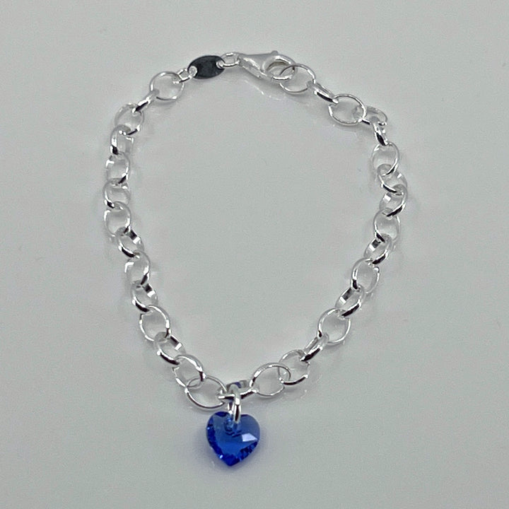 AQLAPERLIS JEWELLERY Sapphire Blue Crystal Heart Bracelet